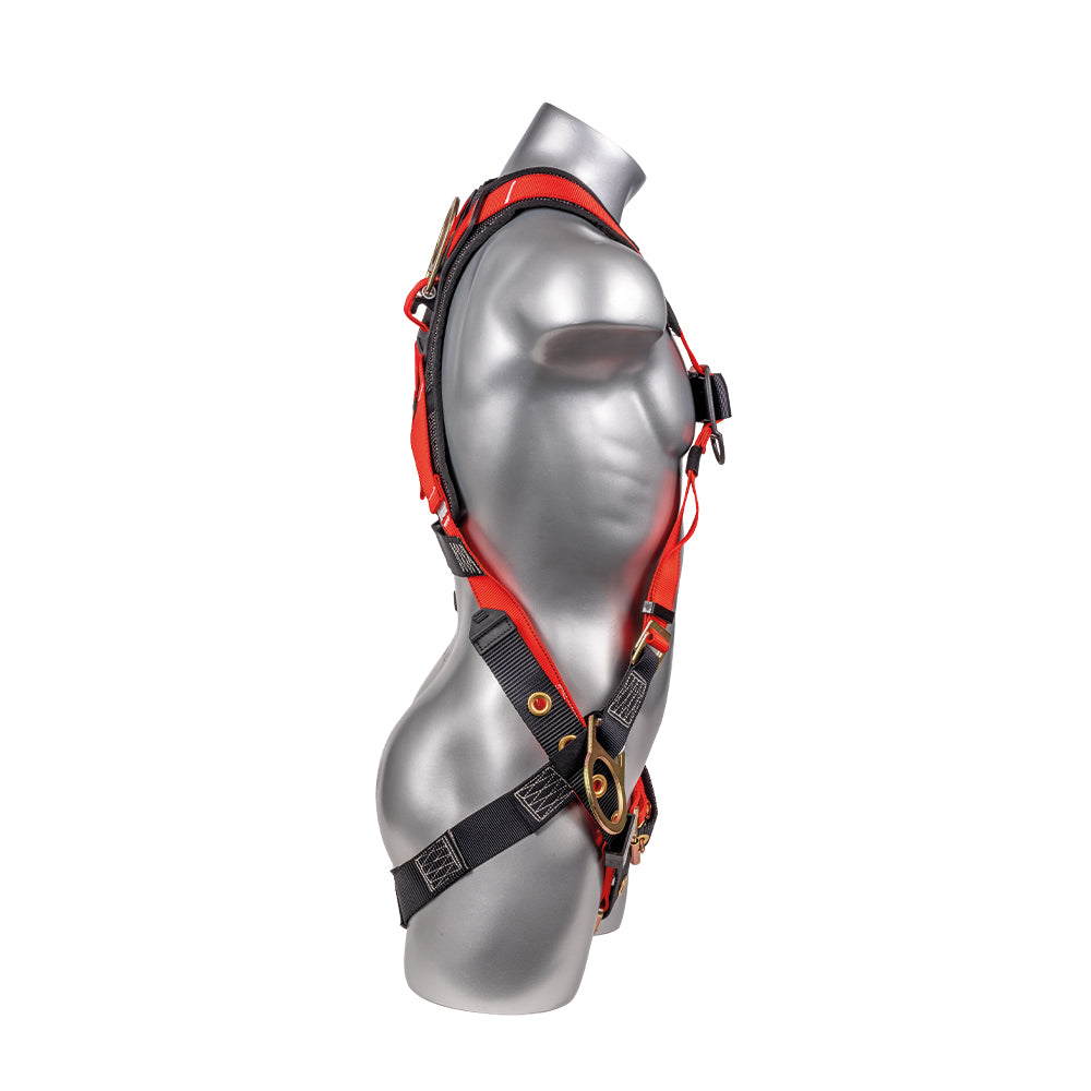 Hammerhead™ Series Harness 5pt., Padded Back, Tongue and Buckle Leg Straps, SRL Back Plate, Side D-Rings