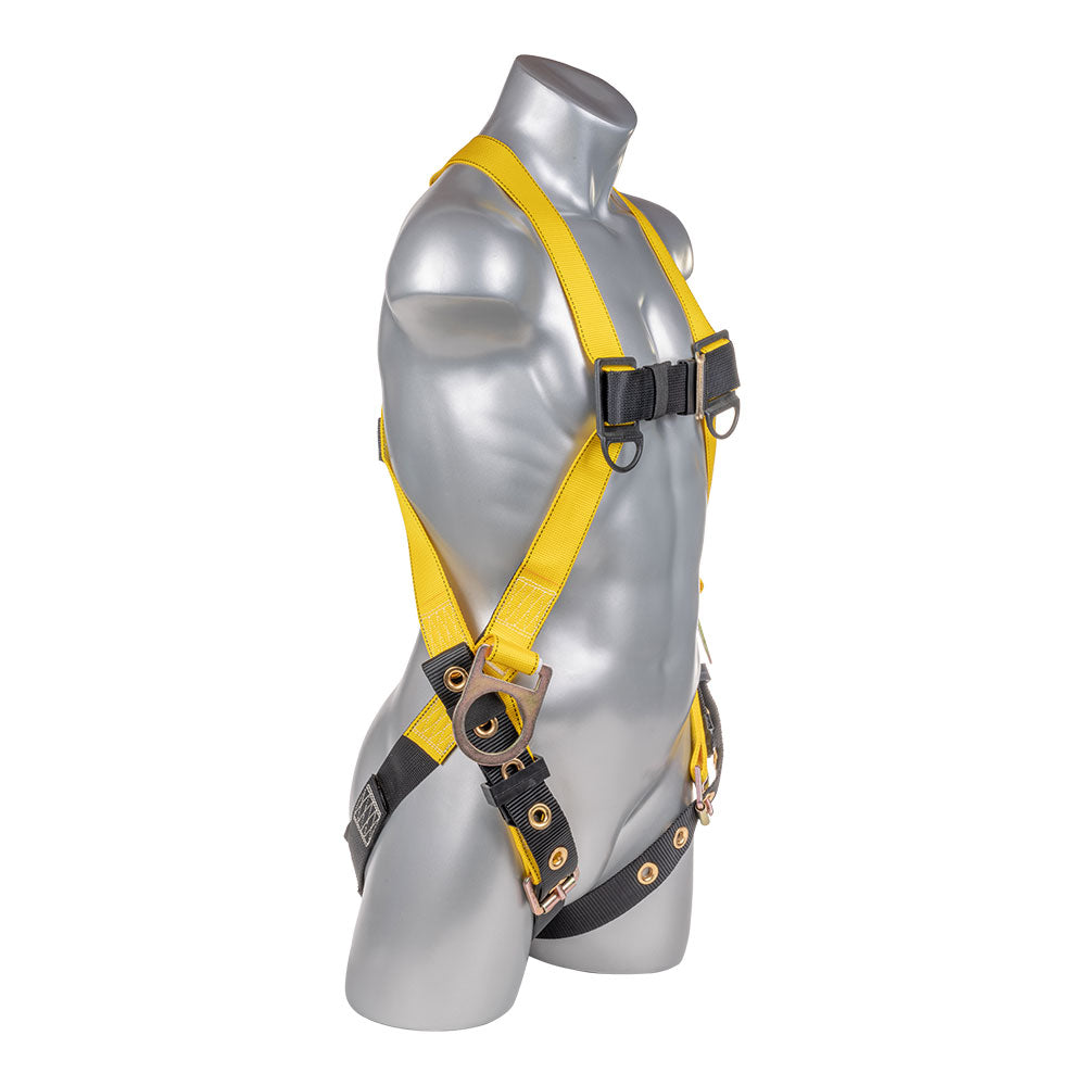 Harness 3pt., Tongue and Buckle Leg Straps, Back/Side D-Rings, Yellow