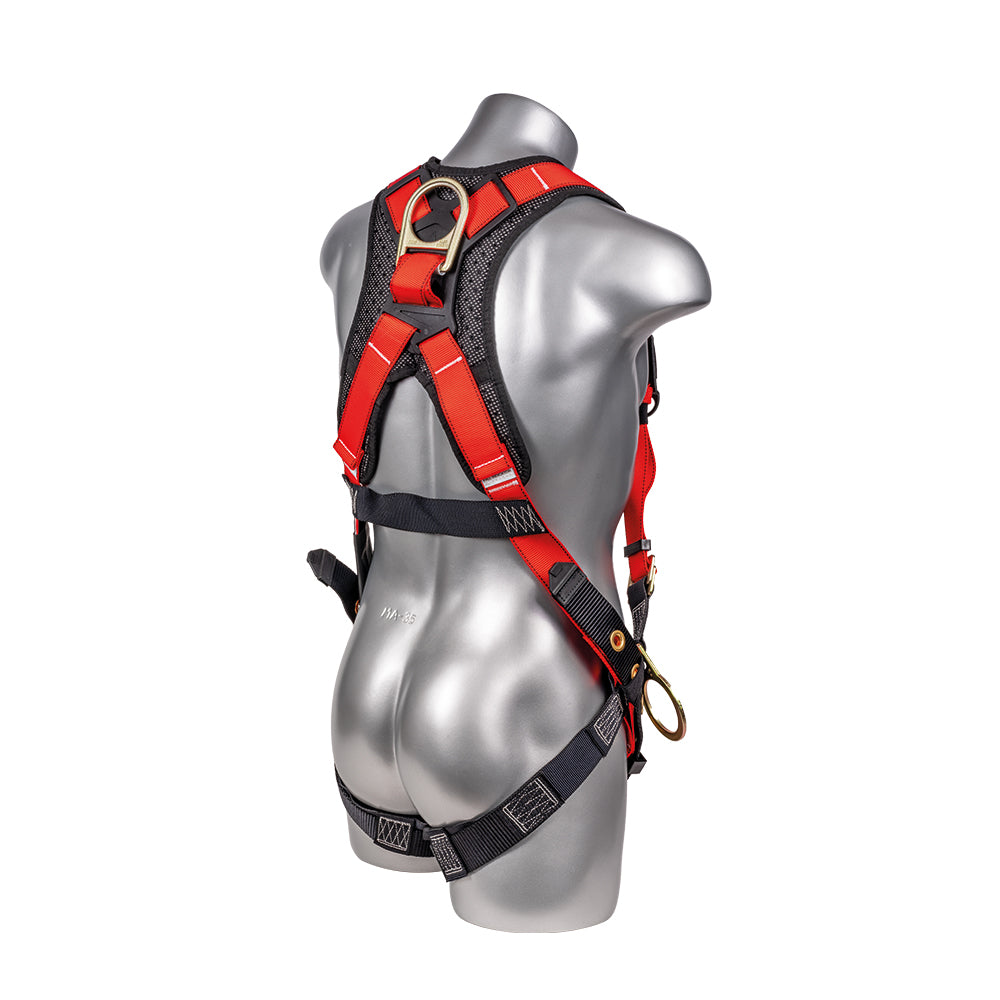 Hammerhead™ Series Harness 5pt., Padded Back, Tongue and Buckle Leg Straps, SRL Back Plate, Side D-Rings