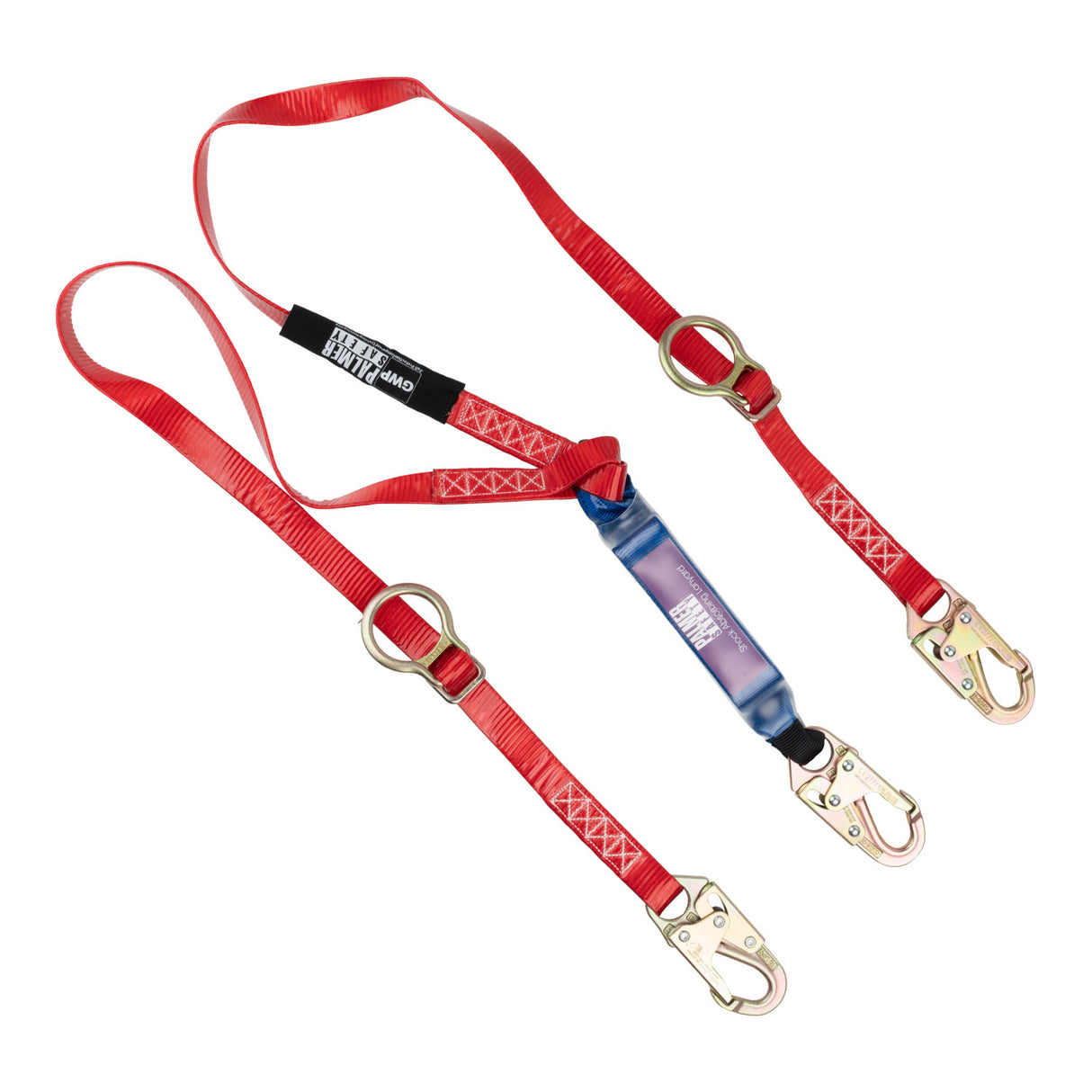Lanyard 6 ft. Tie Back, Urethane Coated, Shock Absorber, Small Hook, Double Leg