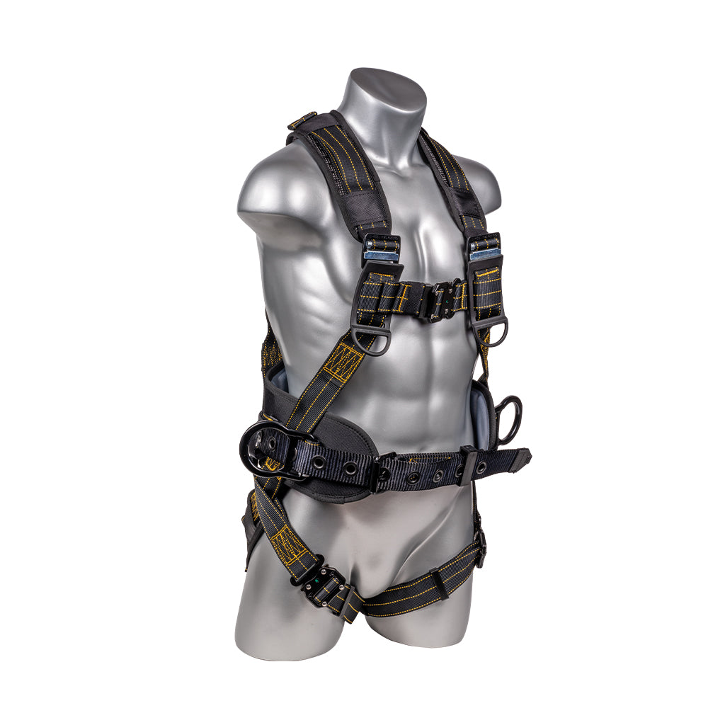 Hammerhead™ Series Harness 5pt., Padded Back, Legs and Belt, QCB Chest and Legs, Back/Side D-Rings, Black