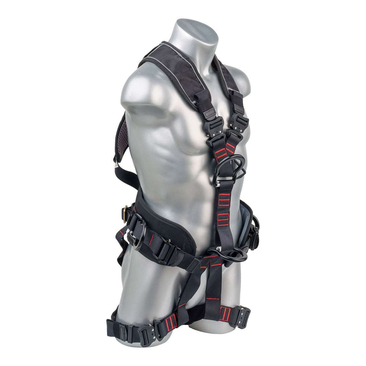 Akula™ Series Harness 5pt., Padded Back/Legs, QCB, Positioning Belt Side D-Rings, Back and Dual Front D-Rings, Black