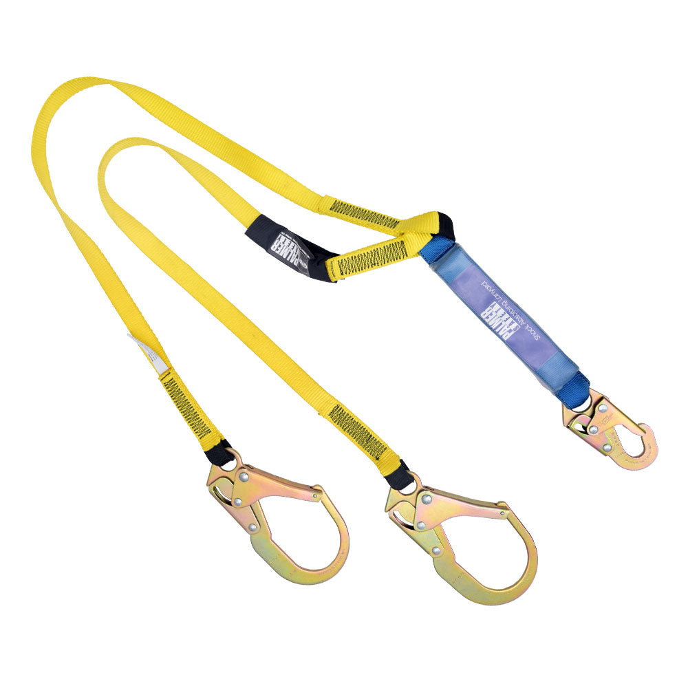 Lanyard 6 ft. Shock Absorber, Rebar Hooks, Double Leg.