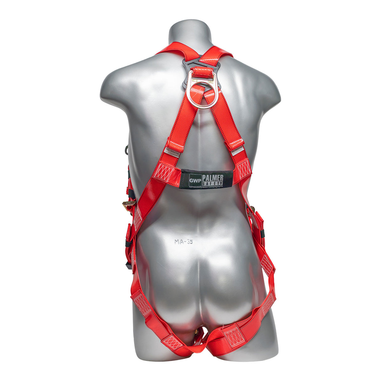Stingray™ Series Harness 5pt., Urethane Coated, Back D-Ring, Tongue & Buckle Leg Straps, Red