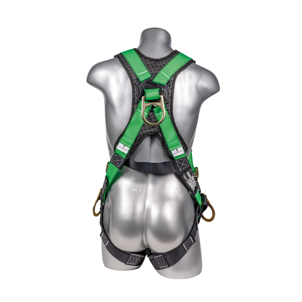 Hammerhead™ Series Harness 5pt., Padded Back, Tongue and Buckle Leg Straps, SRL Back Plate, Side D-Rings