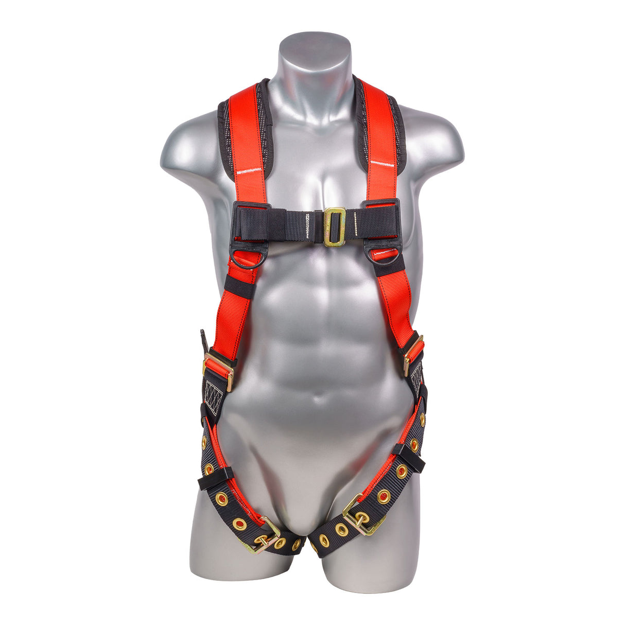 Hammerhead™ Series Harness 5pt., Padded Back, Tongue and Buckle Leg Straps, Back D-Ring, Red