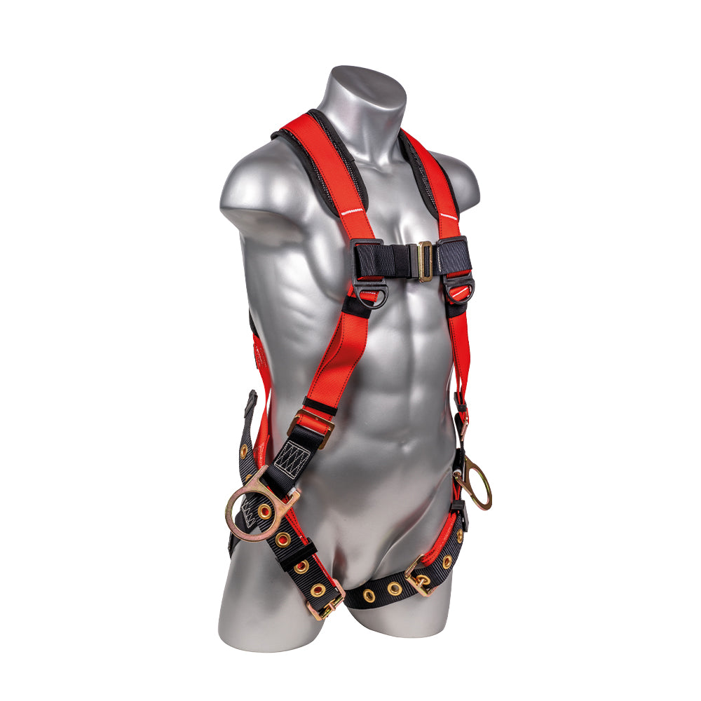 Hammerhead™ Series Harness 5pt., Padded Back, Tongue and Buckle Leg Straps, SRL Back Plate, Side D-Rings