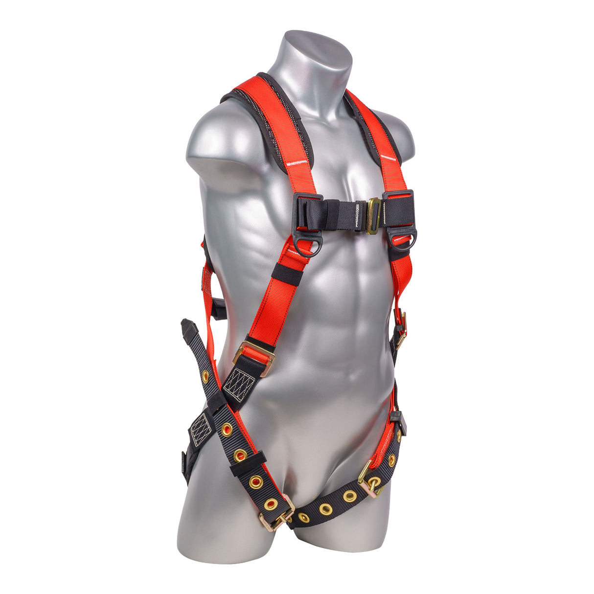 Hammerhead™ Series Harness 5pt., Padded Back, Tongue and Buckle Leg Straps, Back D-Ring, Red
