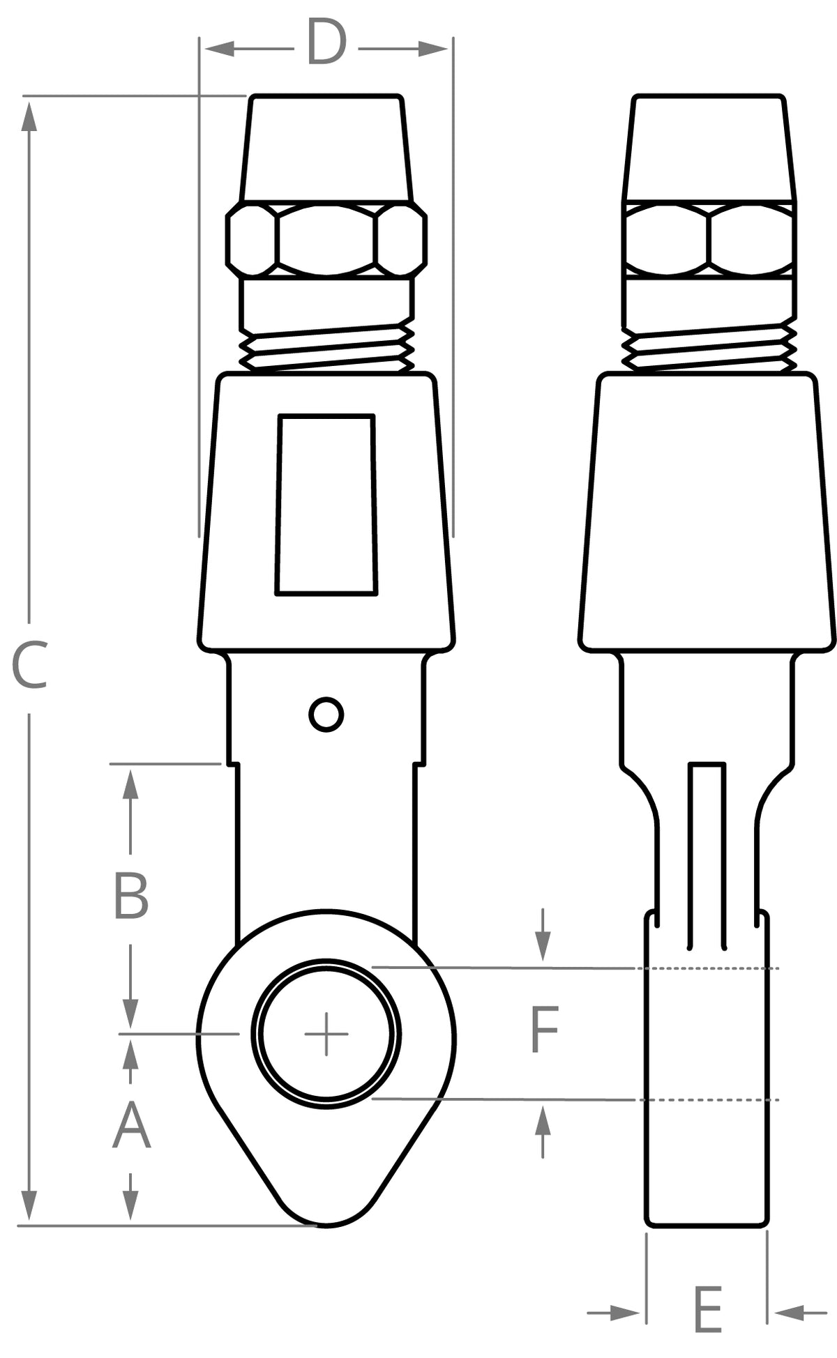 Machined Carabiner Eye Socket Fitting for Kernmantle Rope