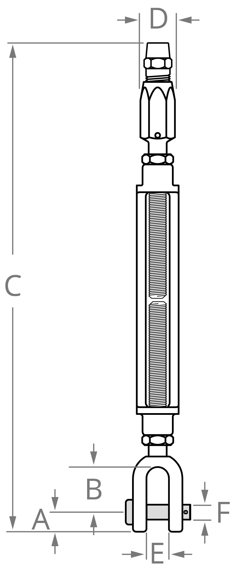 Open Body Clevis and Socket Turnbuckle
