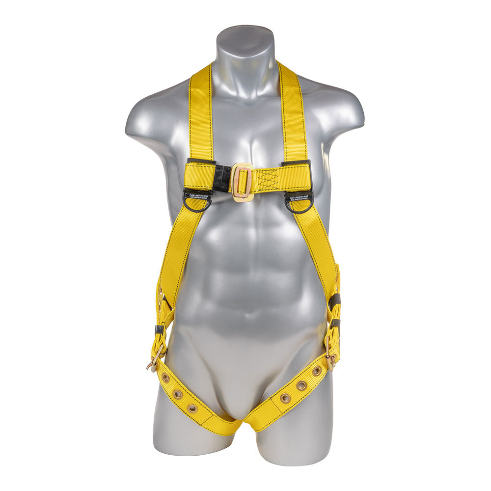 Harness 3pt., Tongue and Buckle Leg Straps, Back D-Ring, Yellow