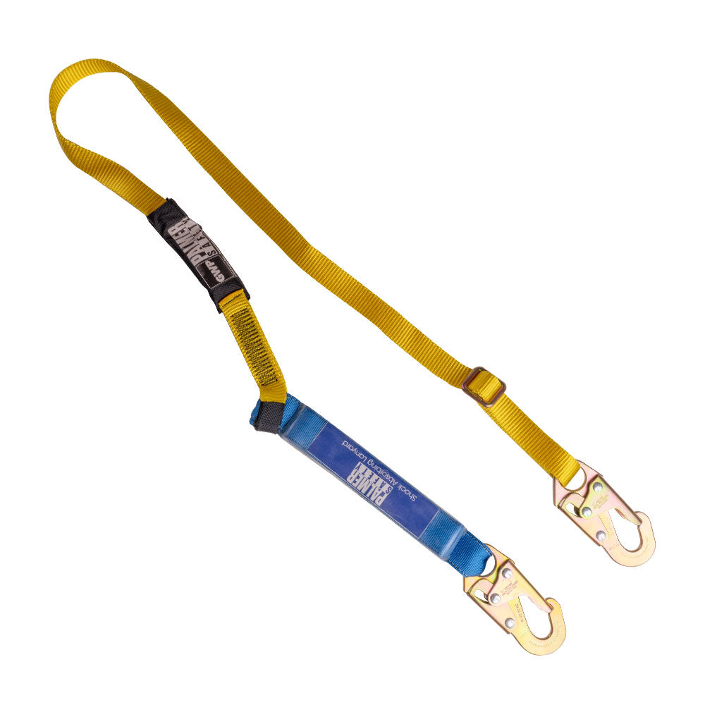 Adjustable lanyard 4 - 6 ft. Blue shock absorber, small hook.