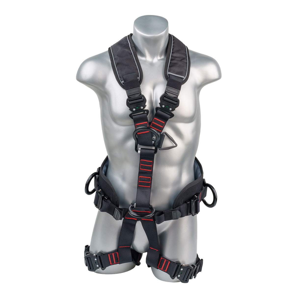 Akula™ Series Harness 5pt., Padded Back/Legs, QCB, Positioning Belt Side D-Rings, Back and Dual Front D-Rings, Black