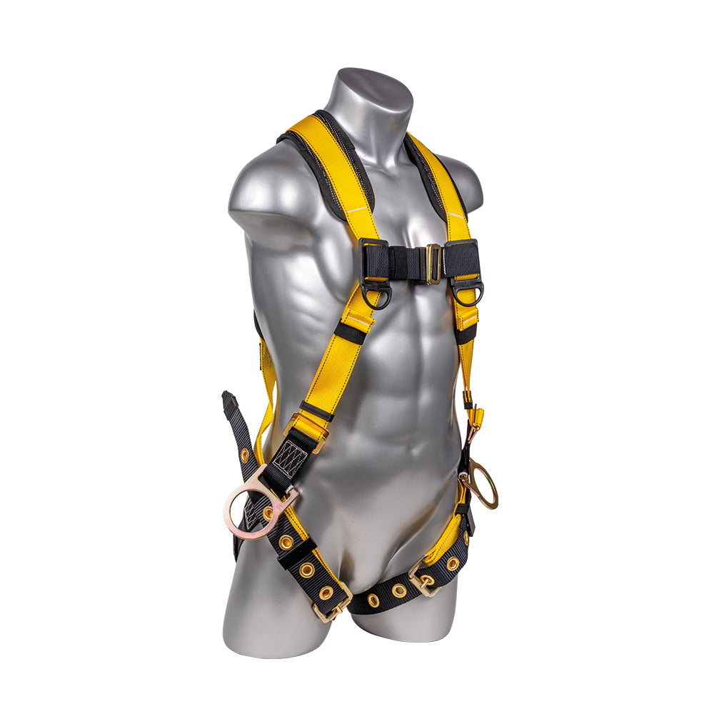 Hammerhead™ Series Harness 5pt., Padded Back, Tongue and Buckle Leg Straps, SRL Back Plate, Side D-Rings