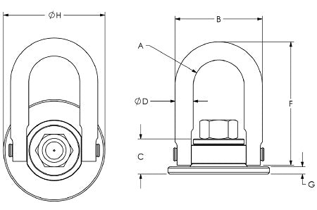 Actek Weld-On Round Base Swivel & Pivot Hoist Ring