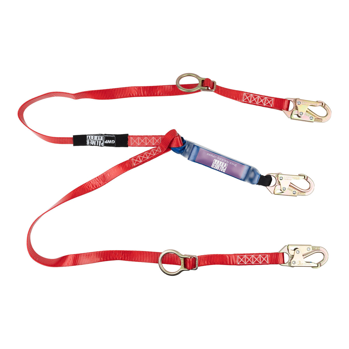 Lanyard 6 ft. Tie Back, Urethane Coated, Shock Absorber, Small Hook, Double Leg