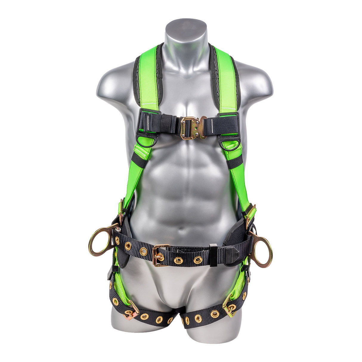 Hammerhead™ Series Harness 5pt., Padded Back, QCB Chest, Tongue & Buckle Leg Straps, SRL Back Plate, Positioning Belt with Side D-Rings