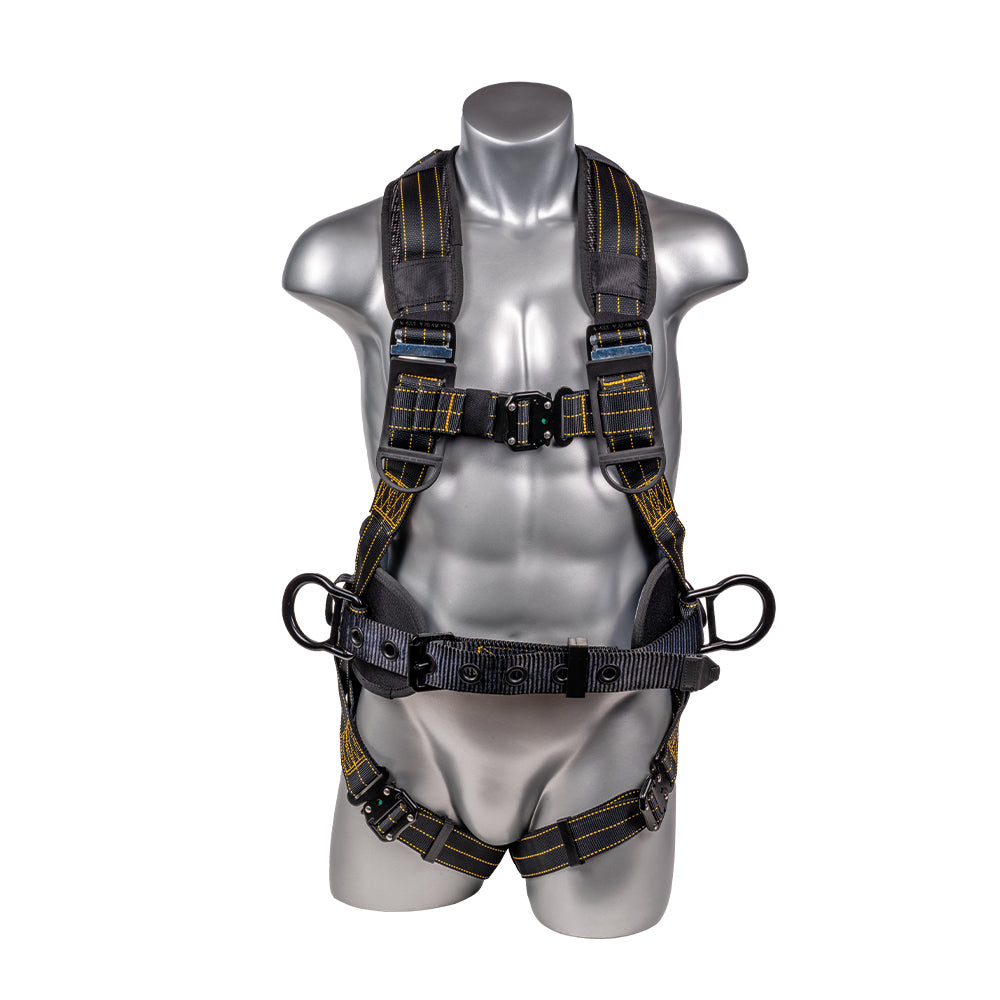 Hammerhead™ Series Harness 5pt., Padded Back, Legs and Belt, QCB Chest and Legs, Back/Side D-Rings, Black
