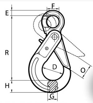 Grade 100 Clevis Sling Hooks (For Overhead Lifting) Drawing