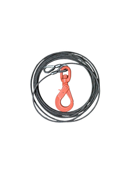 WINCH LINES WITH SELF LOCKING SWIVEL HOOK