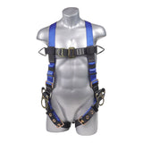 Mako™ Series Harness 5pt., Front/Back/Side D-Rings,  Tongue and Buckle Leg Straps, Blue
