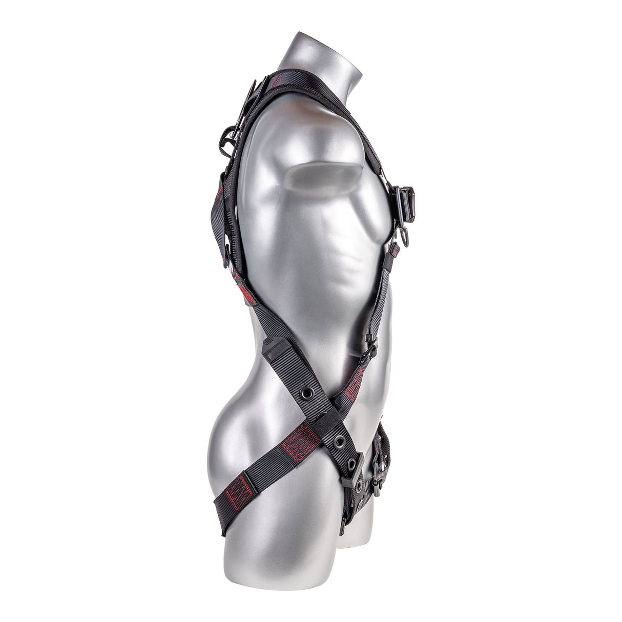 Harness 5pt. Padded Back, SRL Back Plate, QCB Chest, Tongue and Buckle Leg Strap,  Black