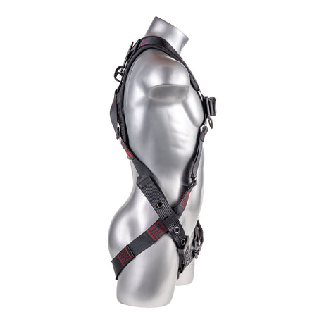 Harness 5pt. Padded Back, SRL Back Plate, QCB Chest, Tongue and Buckle Leg Strap,  Black