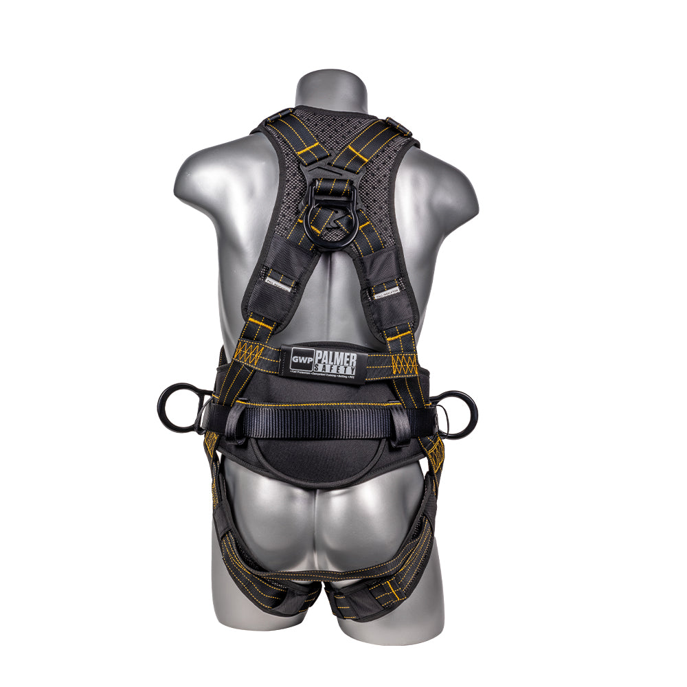 Hammerhead™ Series Harness 5pt., Padded Back, Legs and Belt, QCB Chest and Legs, Back/Side D-Rings, Black