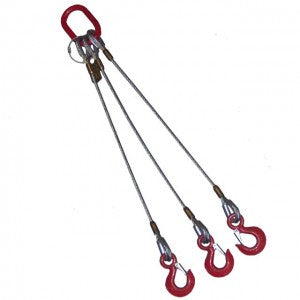 3 Leg Wire Rope Sling With Eye Hooks