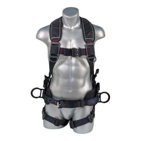 Akula™ Series Harness 5pt., Padded Back/Legs, QCB, SRL  Back Plate, Positioning Belt with Side D-Rings, Black
