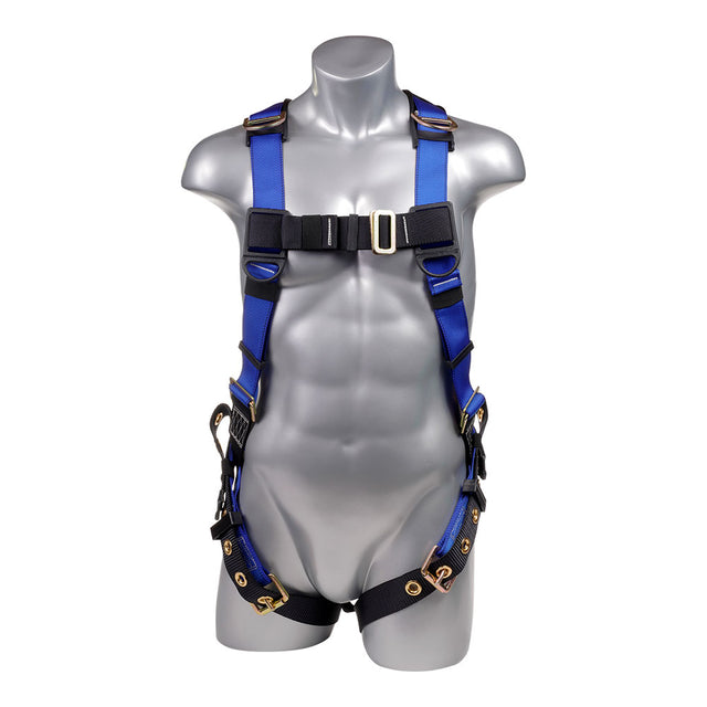 Mako™ Series Harness 5pt., Back and Shoulder  D-Rings, Tongue and Buckle Leg Straps, Blue