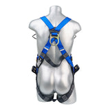 Mako™ Series Harness 5pt., Front and Back D-Ring,  Tongue and Buckle Leg Straps, Blue