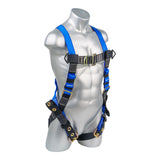 Mako™ Series Harness 5pt., Front and Back D-Ring,  Tongue and Buckle Leg Straps, Blue