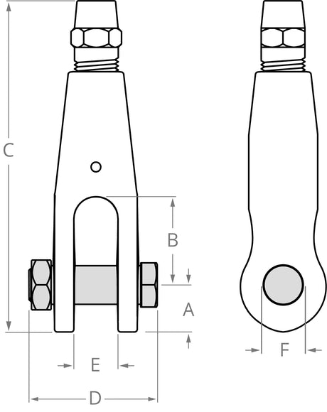 Clevis Socket Fitting (with Threaded Pin and Nut)
