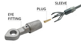Machined Carabiner Eye Socket Fitting for Kernmantle Rope
