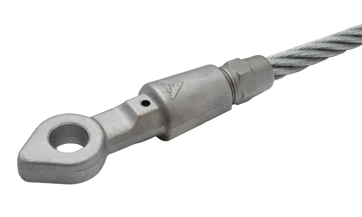 Machined Carabiner Eye Socket Fitting for Kernmantle Rope