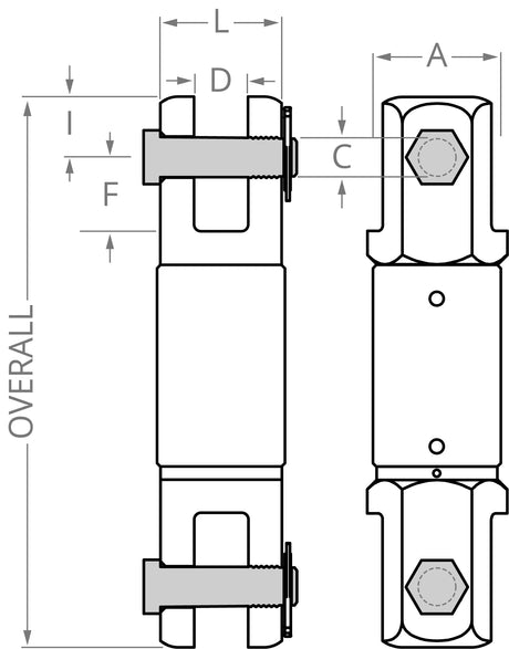 Clevis & Clevis Roller Bearing Swivel – Model 37