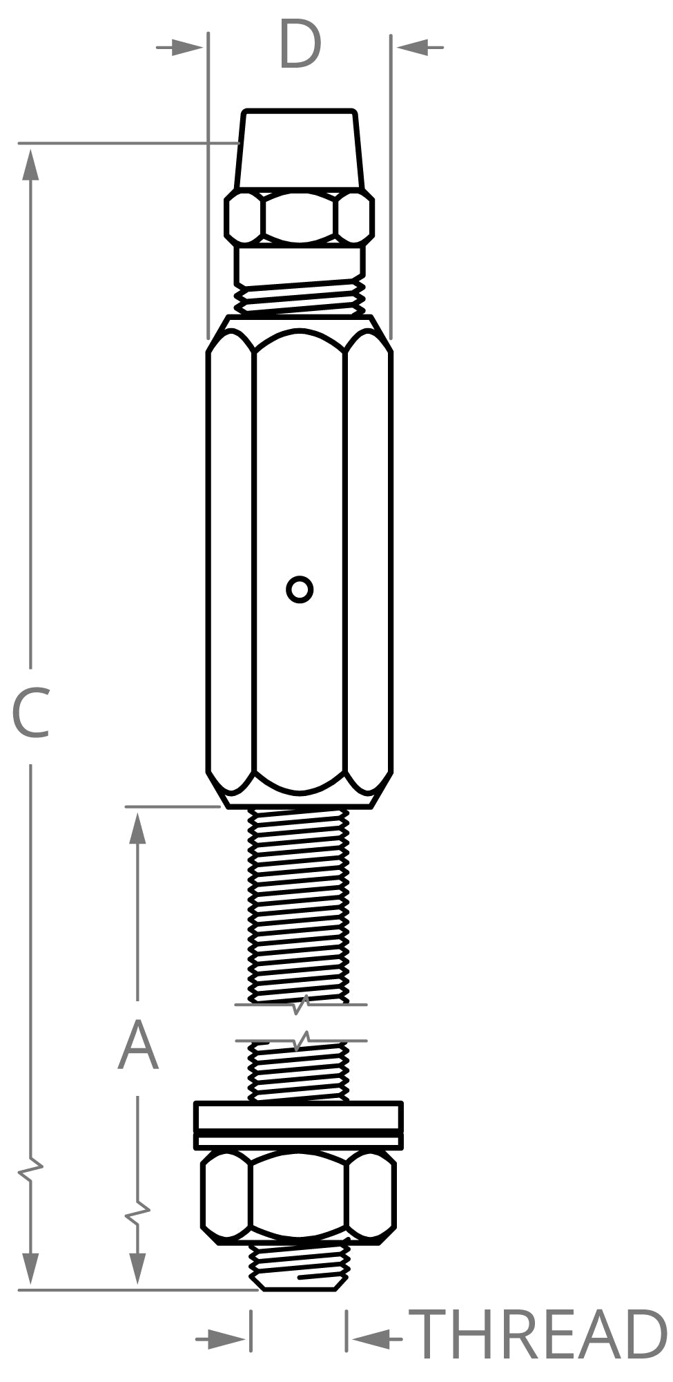 Coarse Thread Stud Socket Fitting (Longer/Wider)