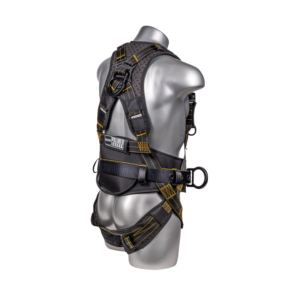 Hammerhead™ Series Harness 5pt., Padded Back, Legs and Belt, QCB Chest and Legs, Back/Side D-Rings, Black