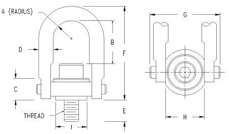 Actek Safety Swivel Hoist Ring (Inch, Long U-Bar)