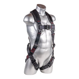Harness 5pt. Padded Back, SRL Back Plate, QCB Chest, Tongue and Buckle Leg Strap,  Black
