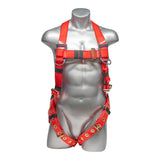 Stingray™ Series Harness 5pt., Urethane Coated,  Back D-Ring, Tongue & Buckle Leg Straps, Red