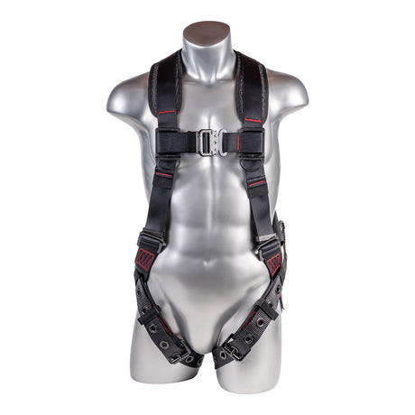 Harness 5pt. Padded Back, SRL Back Plate, QCB Chest, Tongue and Buckle Leg Strap,  Black