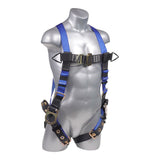 Mako™ Series Harness 5pt., Front/Back/Side D-Rings,  Tongue and Buckle Leg Straps, Blue