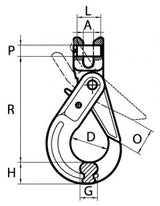 Grade 100 Clevis Self Locking Hooks Drawing